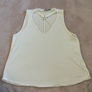 White flowy, strappy tank top with gold hardware (Hippie Chic)